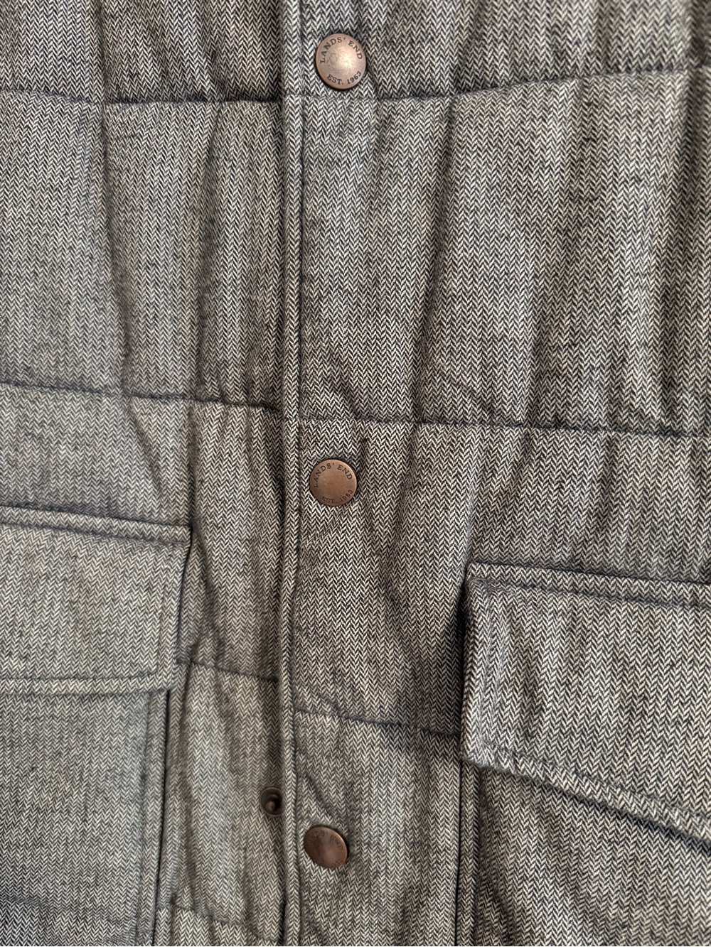 Lands' End Gray Quilted Vest with Orange Lining - Picture 5 of 6